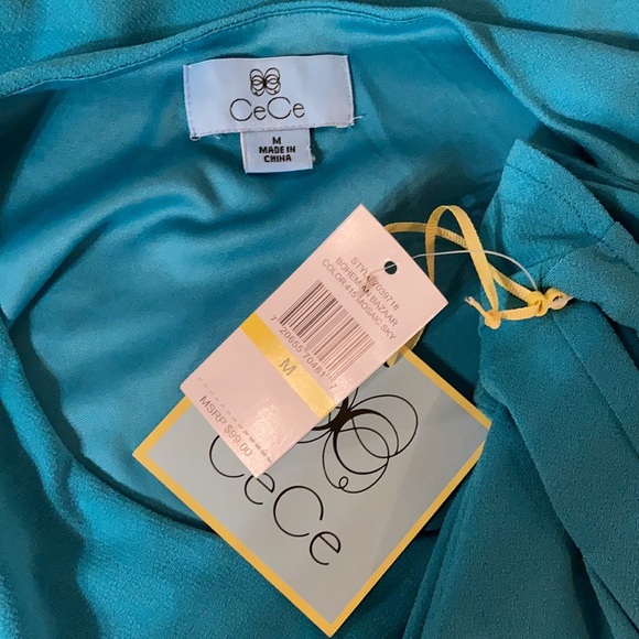 NWT Cece Sky Blue Shift Dress Tie-Sleeve Crepe - Picture 6 of 6